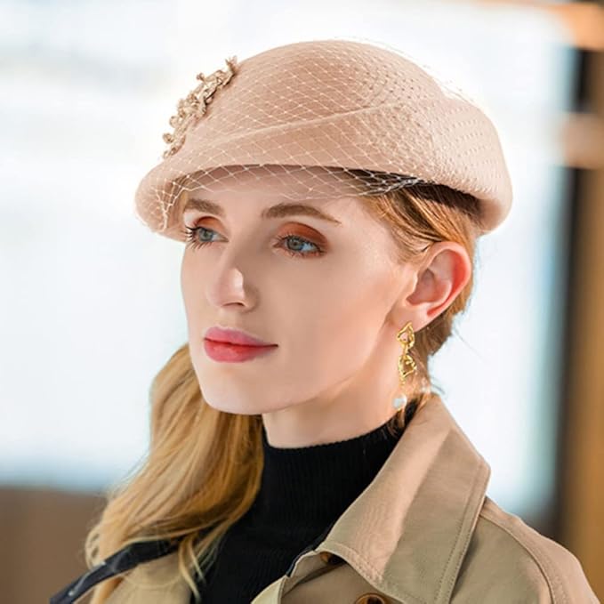 Women Wool Felt Ribbon French Fashion Vintage Millinery Beret Hats Top Cap Ladies Party Wedding Fedoras Chapeau