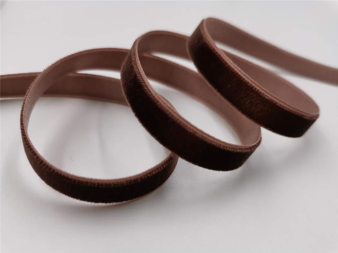 Nylon Single Face Velvet Ribbon,3/8 Inch X 25 Yards Spool (Brown)