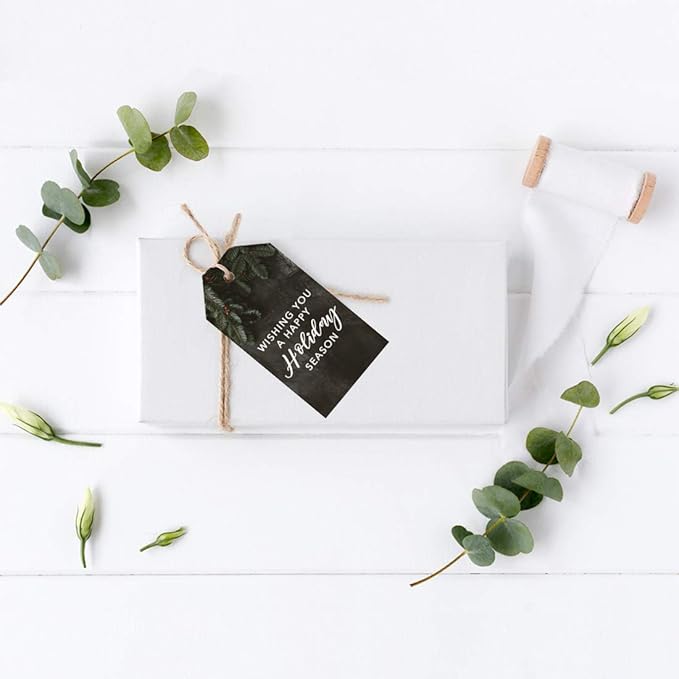 Andaz Press Christmas Holiday Season Classic Gift Tags, Merry Christmas to from and Wishing You A Happy Holiday Season, Green Christmas Tree Branch Design, Holiday Events, Parties, Favors, 60-Pack