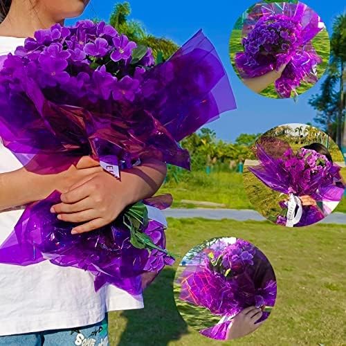 CMFYHM Iridescent Violet Cellophane Wrap Roll I 34 In Wide X 100 Ft Long I Colorful Cello Perfect For Baskets,Gifts, Treats,Birthday Holiday Wedding Floral, Party Arts Crafts Decoration (Violet)