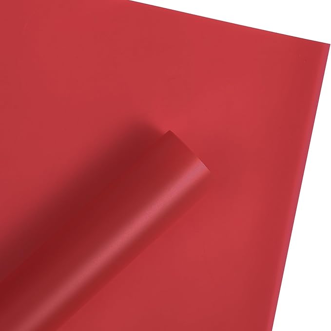 WRAPAHOLIC 20 Sheets Flower Wrapping Paper - 22.4 x 22.4 inch Pure Bright Red Water-Resistant Floral Bouquet Wrapping Paper, Florist Supplies Packaging for Wedding Birthday Gift DIY