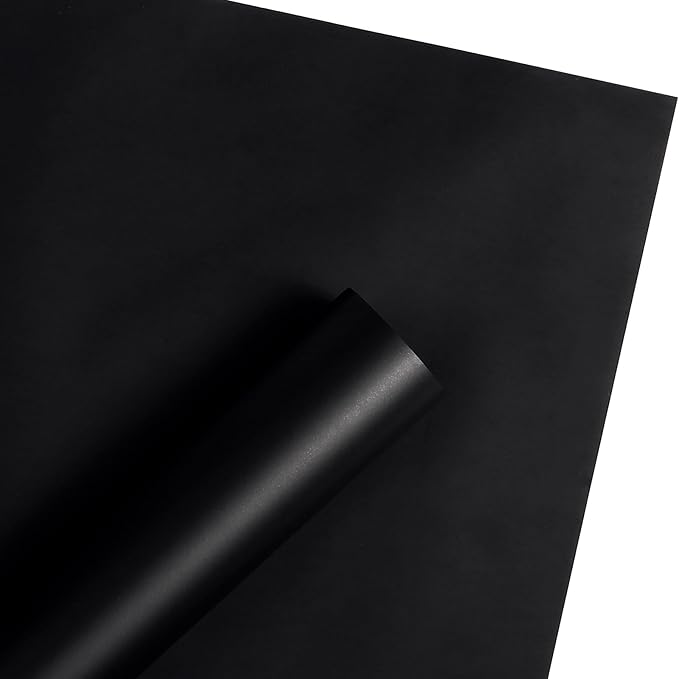 WRAPAHOLIC 20 Sheets Flower Wrapping Paper - 22.4 x 22.4 inch Pure Black Water-Resistant Floral Bouquet Wrapping Paper, Florist Supplies Packaging for Wedding Birthday Gift DIY