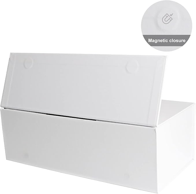 White Gift Box with Magnetic Closure Lid 12" X 6" X 4" Gift Boxe for Presents,Luxury for Gift Packaging, Bridesmaid Gifts Boxes,Birthday Gift Box