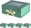 5 Pcs Green Gift Box for Presents with Ribbon 13.2x11x5.3 Inches Clear Gift Box with Window Magnetic Closure Gift Boxes with Lids