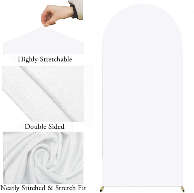 White 6FT Wedding Arch Cover, White Spandex Arch Backdrop Cover, Chiara Backdrop Cover for Festivals Birthday Party Banquet Ceremony Decoration