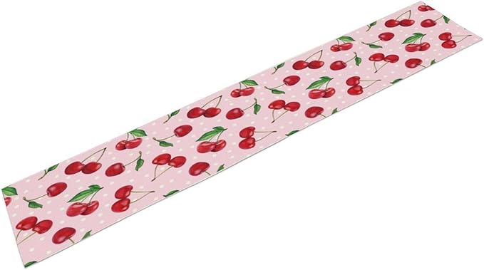 Red Cherry Table Runner,Spring Summer Fruit Tropical Birthday Party Decorations Dining Room Home Kitchen Table Decor 13 x 60Inch