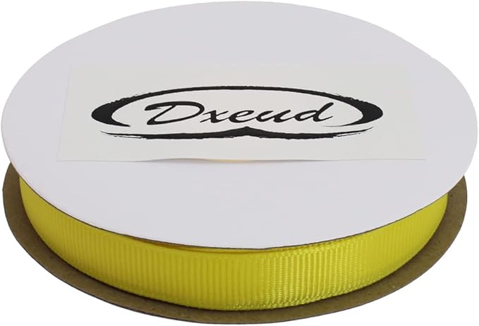 Solid Grosgrain Ribbon 25 Yard Each Roll 100% Polyester Woven Edge (5/8", Yellow)