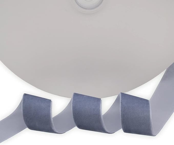 Tempest Blue Grey Single Face Velvet Ribbon,1 Inch X 25Yards,for Sewing, Gift Wrapping, Jewelry Making, Wedding Decorating
