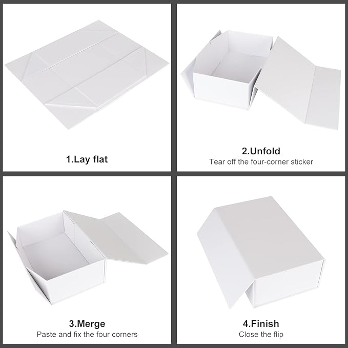 White Gift Box with Magnetic Closure Lid 10" X 6" X 3" Gift Boxe for Presents,Luxury for Gift Packaging, Bridesmaid Gifts Boxes,Birthday Gift Box