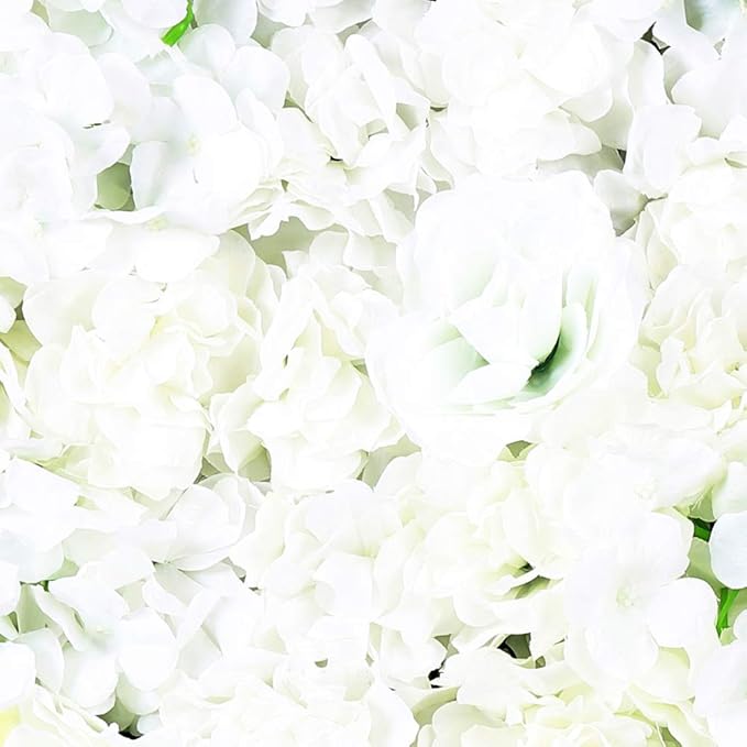 20 Pack Flowers Wall Panels Artificial Floral Wall Mat Handmade 3D Silk Rose Hydrangea Dahlia Floral Panels for Photo Background Home Party Wedding Backdrop Decoration, 24 x 16 inch (C)
