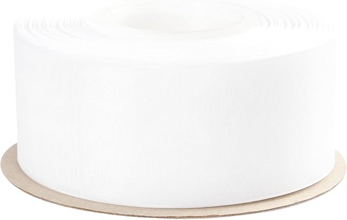 1-1/2 Inch White Shimmer Sheer Organza Ribbon Sheer Chiffon Ribbon 50 Yards-Roll Multiple Colors Available for Gift Wrapping Wedding Events Christmas Décor