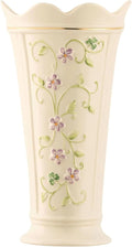 Belleek Irish Flax Vase - White Flower Vase Handcrafted Fine Parian China Irish Decor, 6" W x 9.5" H