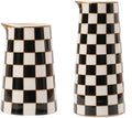 Porlien Checker Porcelain Flower Vase Home Decor Set of 2 with 5.5' High and 8' High Flower Bottle