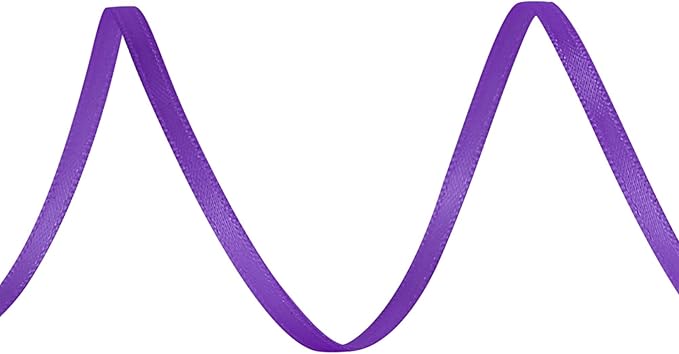 LIUYAXI Purple Double Faced Satin Ribbon, 1/8" X Continuous 100 Yards, Thin Ribbons Perfect for Gift Wrapping Wedding Invitation Card Hair Bows Tag Floral Arrangement DIY Craft