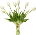 Sousi Real Touch Tulips Artificial Flowers Latex Faux Tulip Realistic Fake Tulips Flowers for Wedding Home Decorations (10, White)
