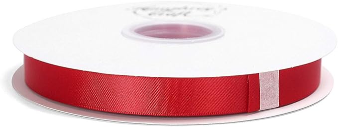 Satin Ribbon 5/8 Inch Red Double Faced - 25 Yards for Gift Wrapping DIY Bows Crafts Bridal Bouquet Cutting Ceremony Sewing Christmas Wedding Baby Shower Decoration Humphrey's Craft