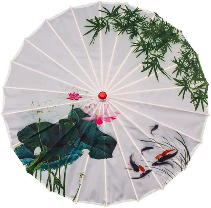 Parasol Chinese Style Classical Oil Paper Umbrella Rainproof Umbrella, Parasol Pendent Floral Mulitcolor Paper and Bamboo Painted Paper Parasol