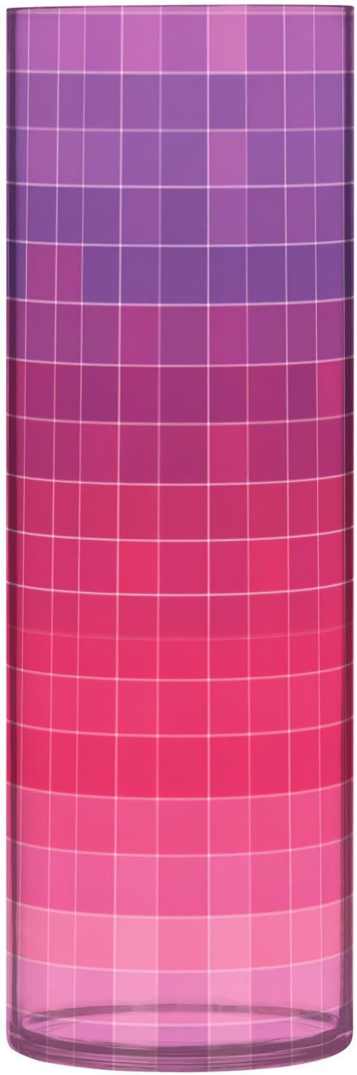 Flower Vase Clear Plastic Cylinder Vases Decor for Centerpieces Home Storage Office Weddings Grid Gradient Pink Purple 11.8 x 3.9 in