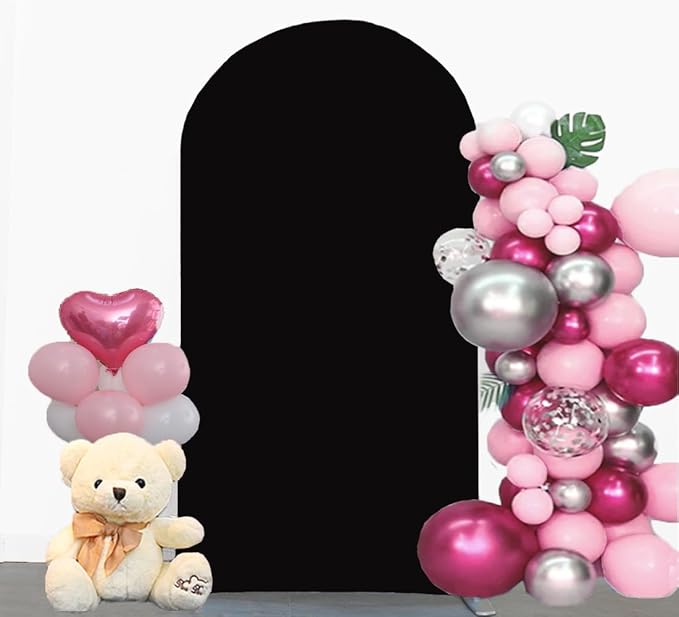 Black Wedding Arch Cover 7.2 FT, 7.2 FT Arch Backdrop Cover, Black Arch Backdrop Stand Cover for Party Celebration Proposal Birthday