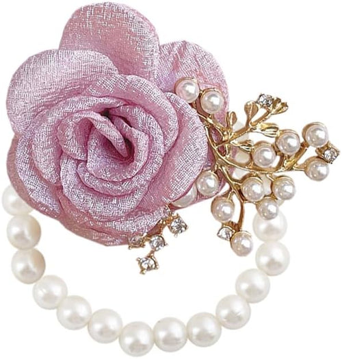 1PCS Wedding Wrist Flower,Bridesmaid Bride Wrist Flower Corsage Decoration Hand Flowers,Pink Purple
