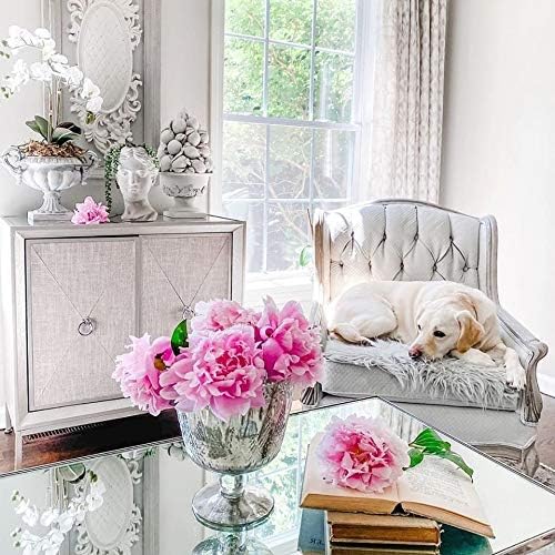 Serene Spaces Living 7" Antique Silver Glass Coupe Vase – Handmade, Vintage –Inspired Silver Vase Adds Elegance to Any Space, Use for Home Décor, Event Centerpieces and Much More, (Pack of 1)