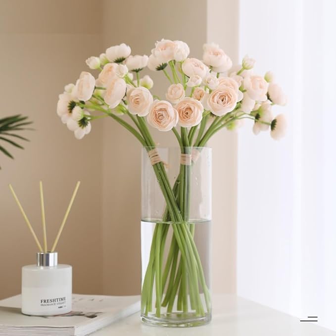 Ranunculus Artificial Flower, 24Pcs Faux Silk Mini Ranunculus Flowers Bulk Fake Wedding Filler Flowers for DIY Bouquet Centerpieces Arrangements Bridal Shower Decorations