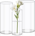 Olrla Acrylic Cylinder Vase 3 Pieces Set, Height 7.87‘’ and 9.8'' Shatter-Proof Plastic Cylindrical Flower Vases for Wedding Centerpieces, Home Office Decorations