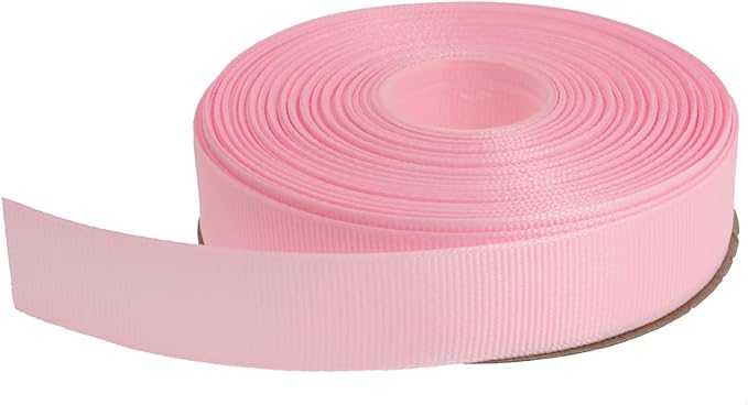 Solid Grosgrain Ribbon 25 Yard Each Roll 100% Polyester Woven Edge (3/4", Pink)
