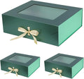 3 Pcs Extra Large Green Gift Box for Presents with Ribbon 19x16x6 Inches Clear Gift Box with Window Magnetic Closure Gift Boxes with Lids