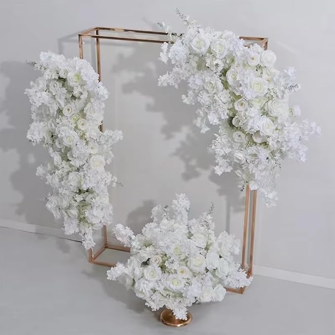 Artificial Cherry Blossom Rose Wedding Arch Flowers, Wedding Welcome Signs Floral Greenery Arrangements, Fake Flower Garland Green Leaves Rose for Home Decor Ceremony Backdrop Decor (Main flower)