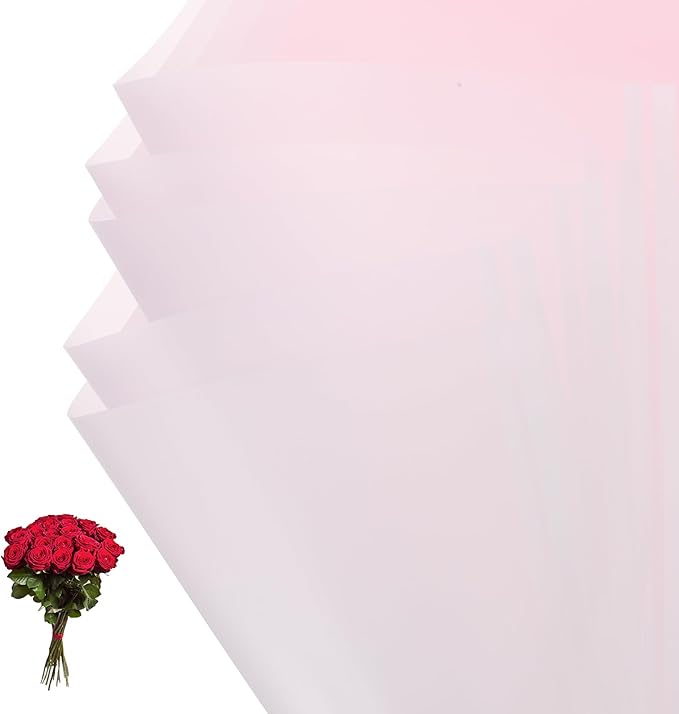 PATIKIL Flower Gift Wrapping Paper, 20 Sheets Waterproof Bouquet Paper Wrap Florist Supplies Packaging Floral Papers for Wedding DIY Craft Valentine Mother's Day, Light Pink