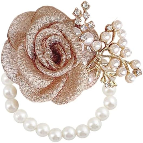 1PCS Wedding Wrist Flower,Bridesmaid Bride Wrist Flower Corsage Decoration Hand Flowers,Champagne Gold