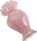 Pearlescent Pink Glass Decorative Vase with Artistic Curved Rim Handblown Artistic Planter for Flower Bouquets Unique Home Accent for Living Dining Table Office and Wedding Decor