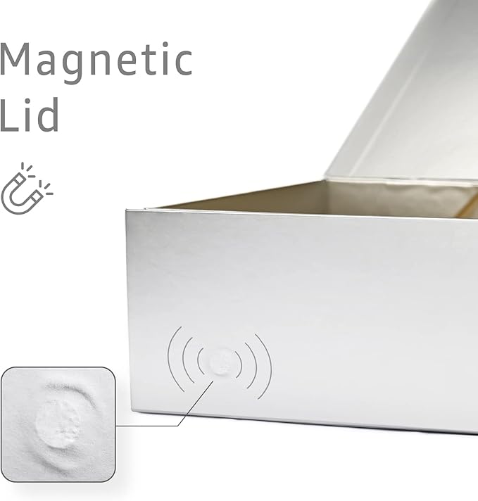 LIFELUM Large Gift Boxes with Lids, 2 Pack 13.8 x 8.3 x 4.4 inch Silver Gift Boxes with Ribbon, Card, Shredded Paper Filler for Presents, Graduation, Christmas, Birthdays