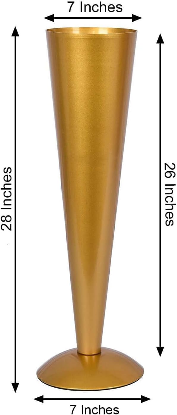 Efavormart 28" Tall Brushed Gold Metal Trumpet Flower Vase Wedding Centerpiece