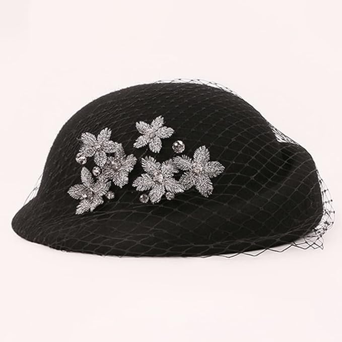 Women Wool Felt Ribbon French Fashion Vintage Millinery Beret Hats Top Cap Ladies Party Wedding Fedoras Chapeau