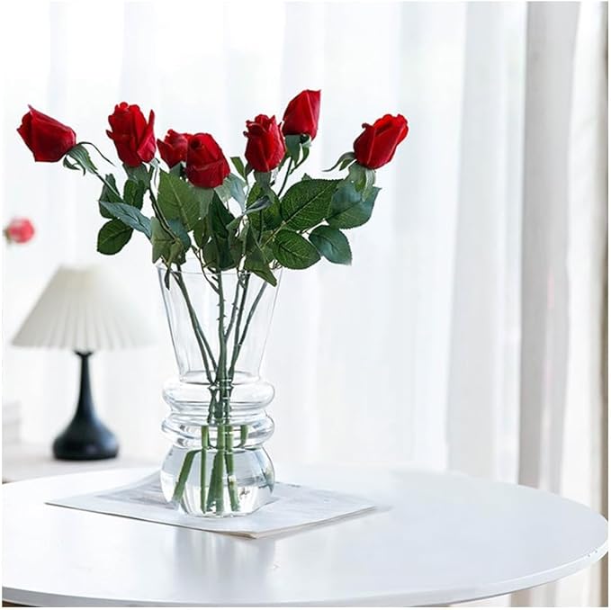 10-inch Tall Glass vase, a Simple and Sturdy Flower Container, Perfect for Dining Tables, Living Room and Table Placement (White)