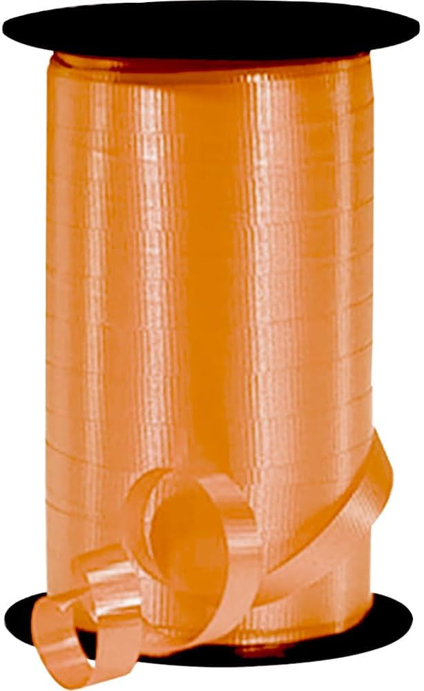 PMU Curling Ribbon - Crimped Texture Curling Ribbons for Gift Box Wrapping, Florist Flowers, Birthday Party Decorations, Festival Art Craft & Christmas Décor - Orange 3/8 Inch X 250 Yards, Pkg/1