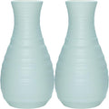 2 Pack Composite Plastics Flower Vase, Unbreakable Ceramic Look Vase for Home Decor Centerpieces, Arranging Bouquets (Green)