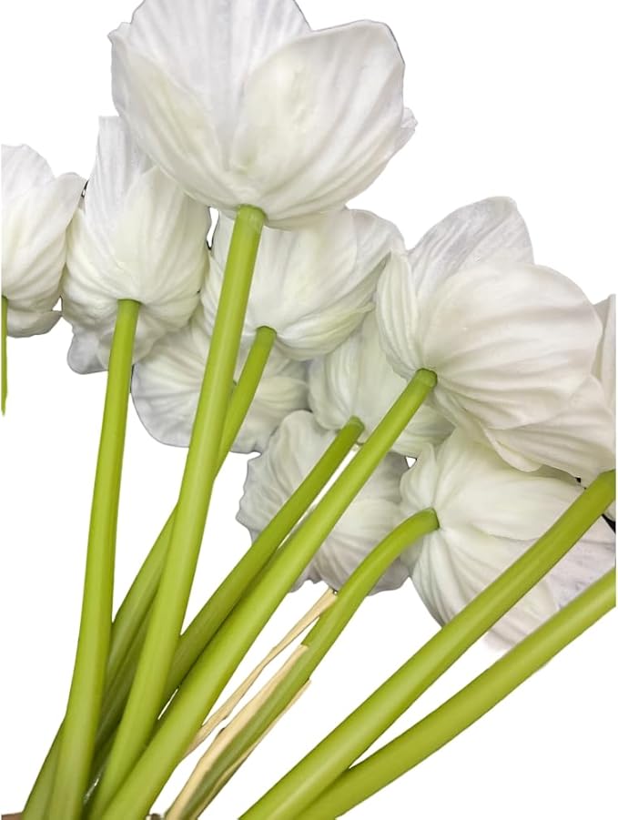 14Pcs Real Touch Anemone Poppy Bouquet for Artificial Flower Decor Kitchen Table Centerpiece Vase Home Greenery Wedding Holding Flowers Backdrop Arch Wall (White)