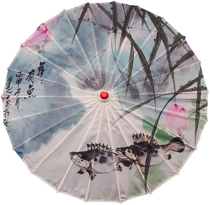 Parasol Chinese Style Classical Oil Paper Umbrella Rainproof Umbrella, Parasol Pendent Floral Mulitcolor Paper and Bamboo Painted Paper Parasol