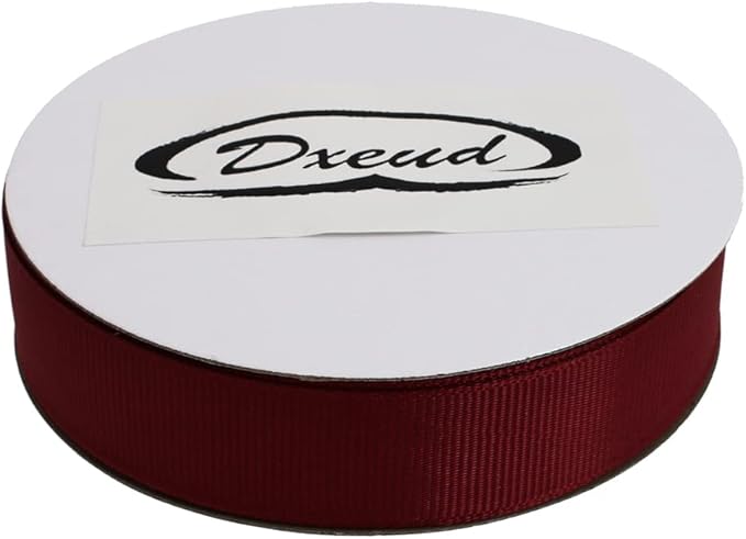 Solid Grosgrain Ribbon 25 Yard Each Roll 100% Polyester Woven Edge (1", Dark Red)