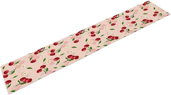 Cherry Table Runner,Spring Summer Fruit Tropical Birthday Party Decorations Dining Room Home Kitchen Table Decor 13 x 120In