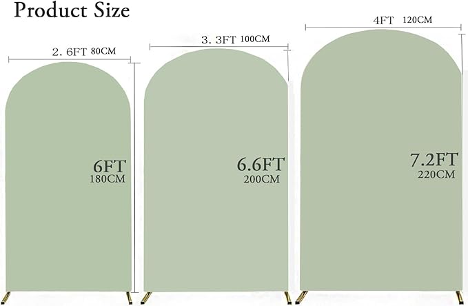 6FT Sage Green Arch Backdrop Cover, 6FT Background Stand Covers, Spandex Arch Backdrop Cover for Wedding.