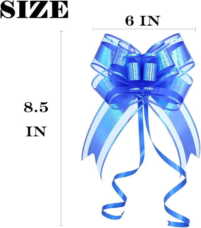 10PCS Iridescent Blue Gift Bow - Perfect Large Pull Bows for Gifts Wrapping, Man Present Decoration Birthdays Holiday and More(6 inches)