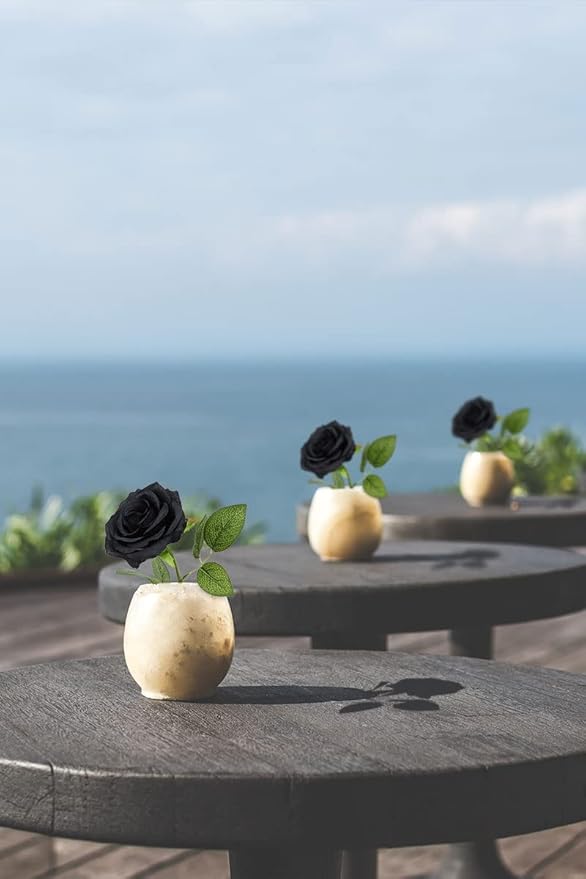 Artificial Rose Flower Black Flowers Black Roses Silk Flowers 12 pcs with Long Stem Silk Roses Bouquet for Wedding Bridal Shower Party Home Decoration