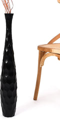 Leewadee Large Black Home Decor Floor Vase - Wooden 26 inch Tall Farmhouse Decor Flower Holder for Fake Plant and Pampas Grass