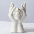 Face Vase Unique Ceramic Vase for Room,Office,Home Decor,White,C