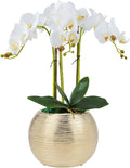 Gold Ceramic Flower Vase Home Decor Vase Centerpieces Vases Metallic Round Bowl Vases for Living Room,Bedroom,Kitchen,Countertop (Gold), Dia 7'' (21005-GD)