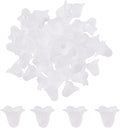 Crafans 50Pcs Acrylic Trumpet Flower Beads Caps Frosted White Flower Charms Bell Floral Pendants Floral Spacer Beads End Caps for Angel Wing Charms Jewelry Making Supplies